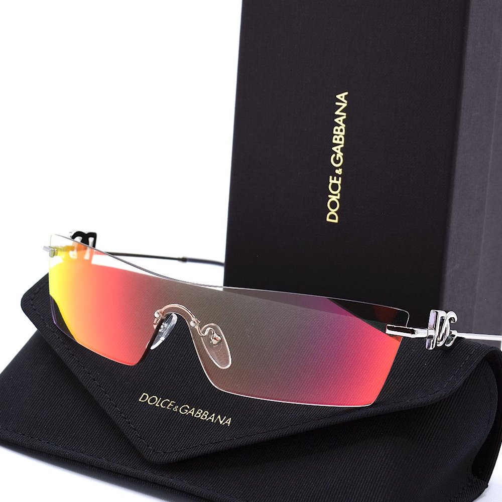 NEW DOLCE & GABBANA DG2292 IRIDESCENT RIMLESS SHIELD AUTHENTIC SUNGLASSES - Picture 5 of 15